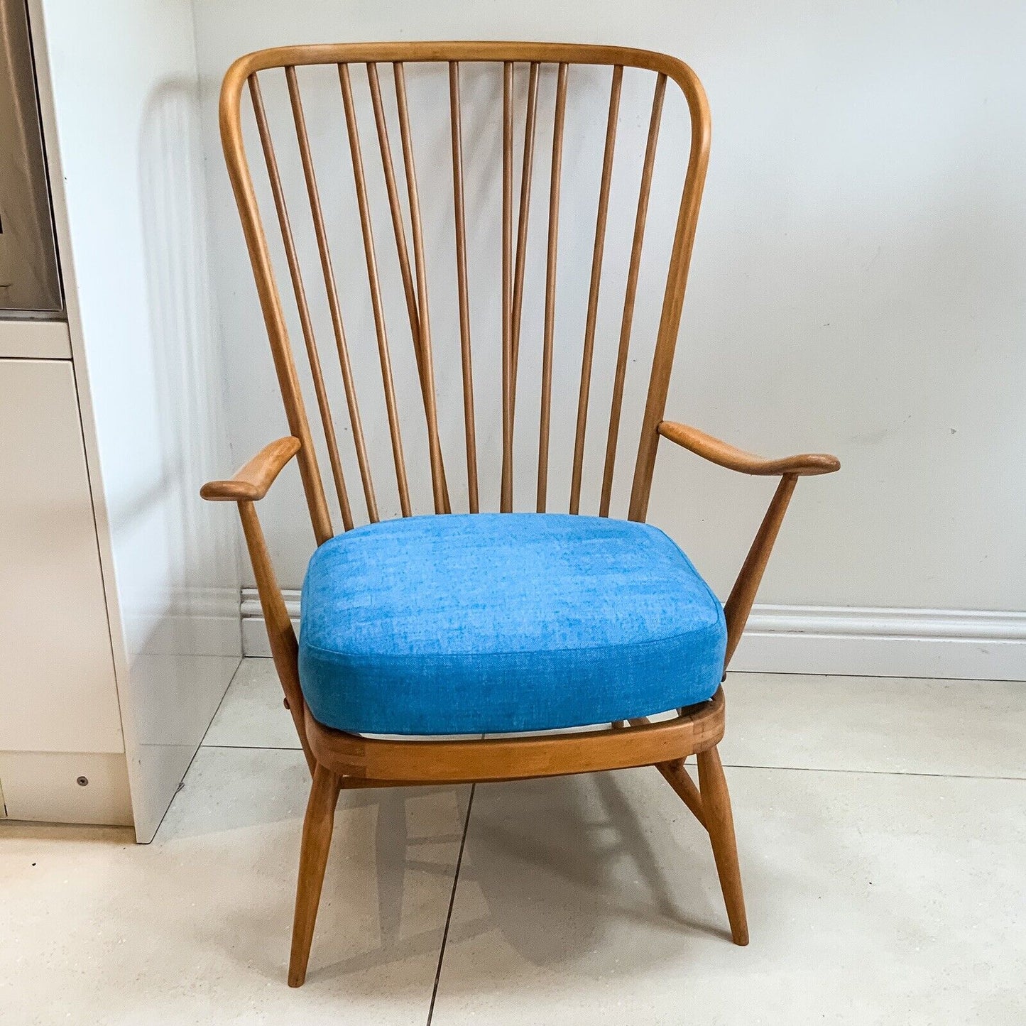 Ercol Windsor Tall Back Easy Chair Model 478 Blue Label Fully Restored