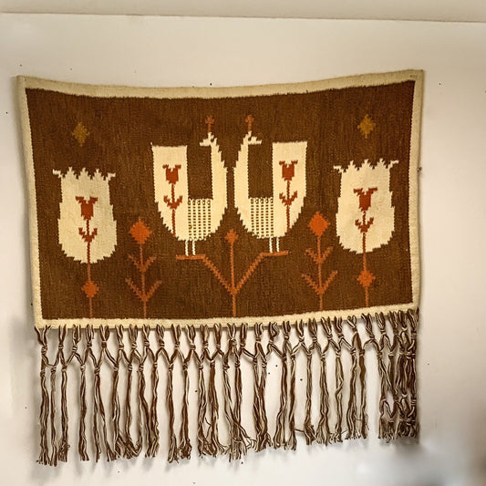 Eva Nemeth Mid Century Danish Flat Weave Kilm Tapestry Wall Hanging 77x73cm