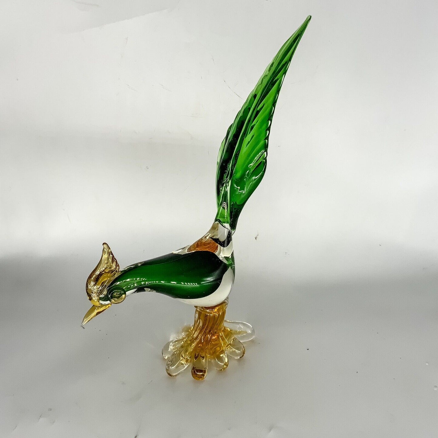 Murano Sommerso Art Glass Pheasant Rooster Mid Century  36 cm