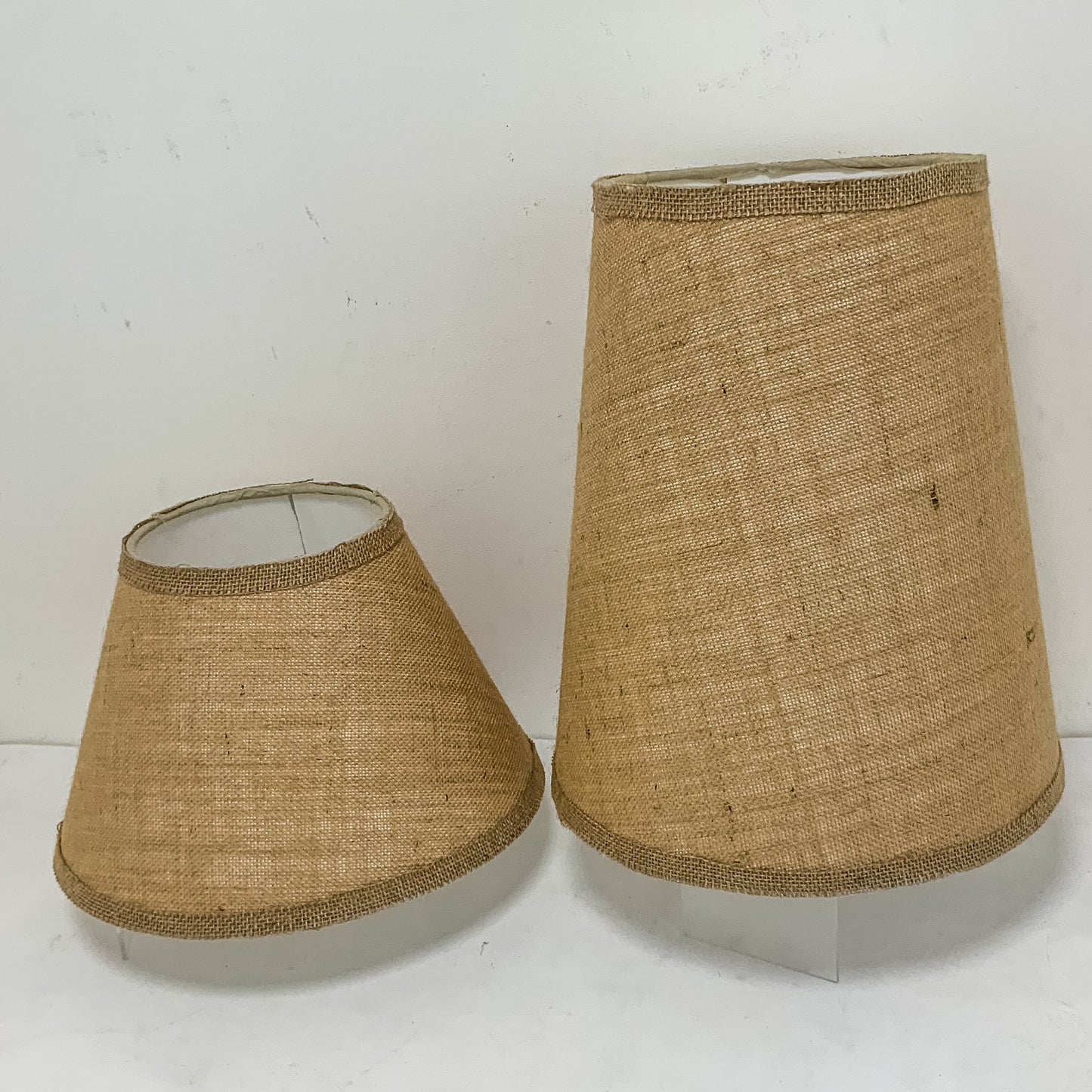 Handmade Hessian Lampshades. Two sizes, five colours available. Ideal for vintage 70s pottery lamps.