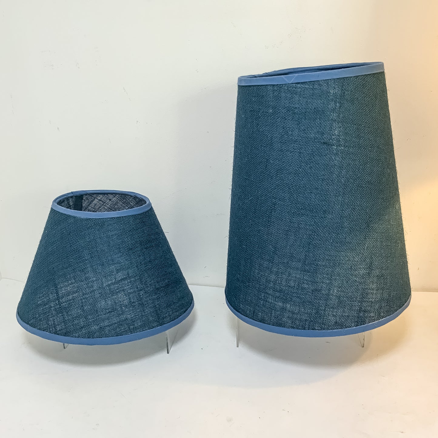 Handmade Hessian Lampshades. Two sizes, five colours available. Ideal for vintage 70s pottery lamps.