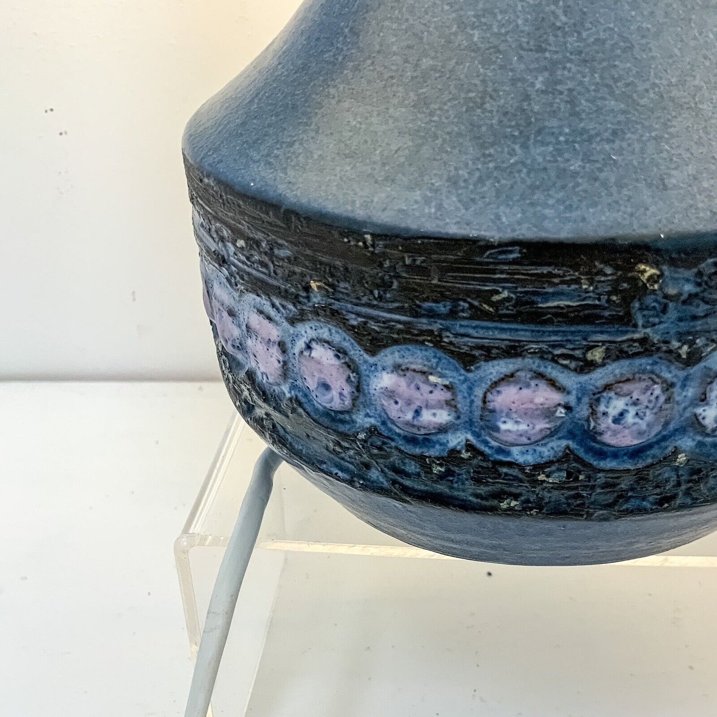 Swedish Pottery Lamp By Norman Motala Keramik Blue Fat Lava