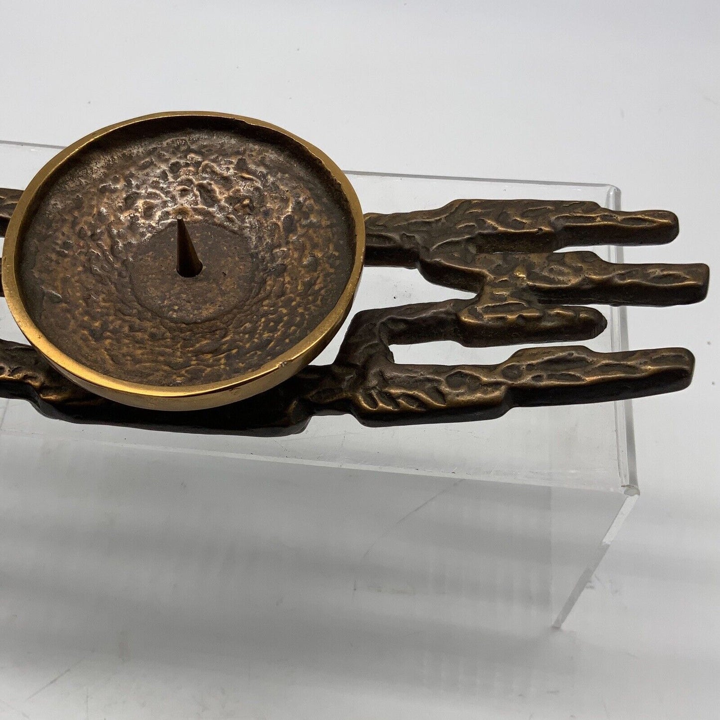 Brutalist Bronze Candle Holder German 70s 24cm #2